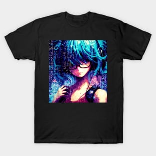 Anime girl in binary world T-Shirt